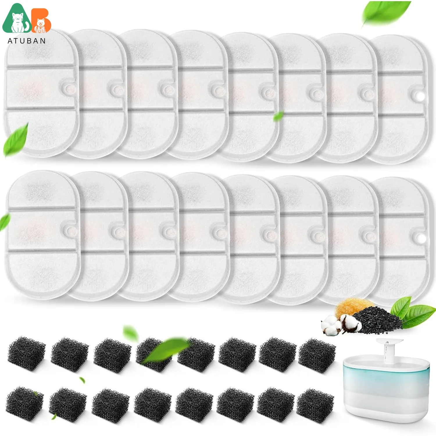 ATUBAN Replacement Cat Fountain Filters Compatible with PETLIBRO Capsule Pet Fountain,71oz/2.1L Ultra Quiet-BPA-Free Dispenser