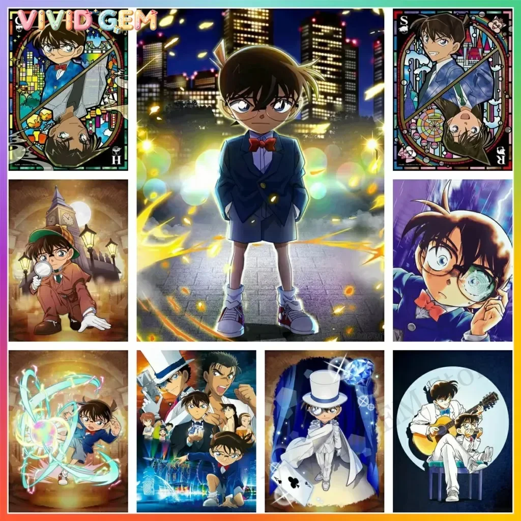 VIVID GEM Diamond Painting Detective Conan Anime Diamond Mosaic Handmade Art Exquisite Creative Gift Home Decoration