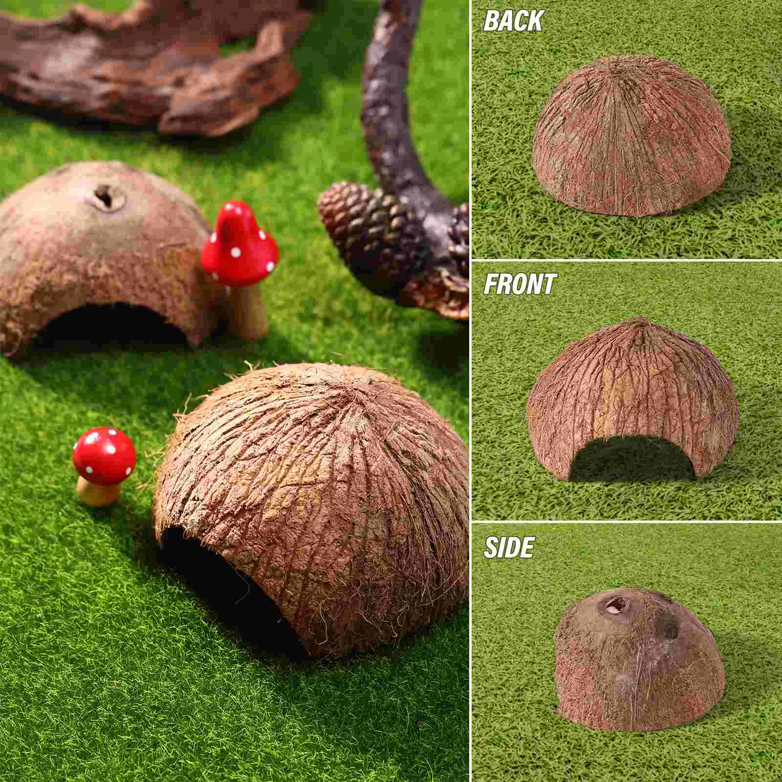 Coconut Shell Hut Reptile Cave Pet Supplies Crab Climbing Toys Hide for Hideouts Supply Animal