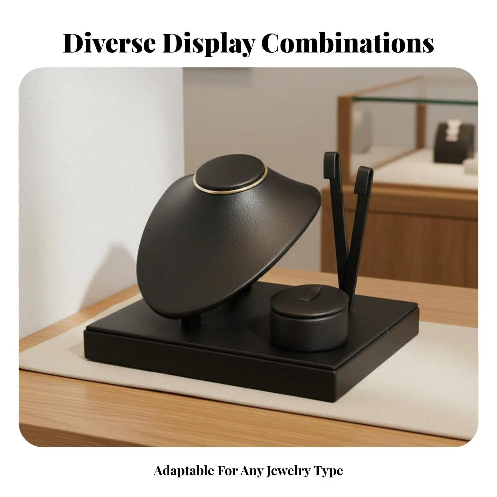 Durable Brushed Jewelry Tray Display Set with Necklace Bust Earring Holder Bracelet Stand Ring Organizer for Market Booth