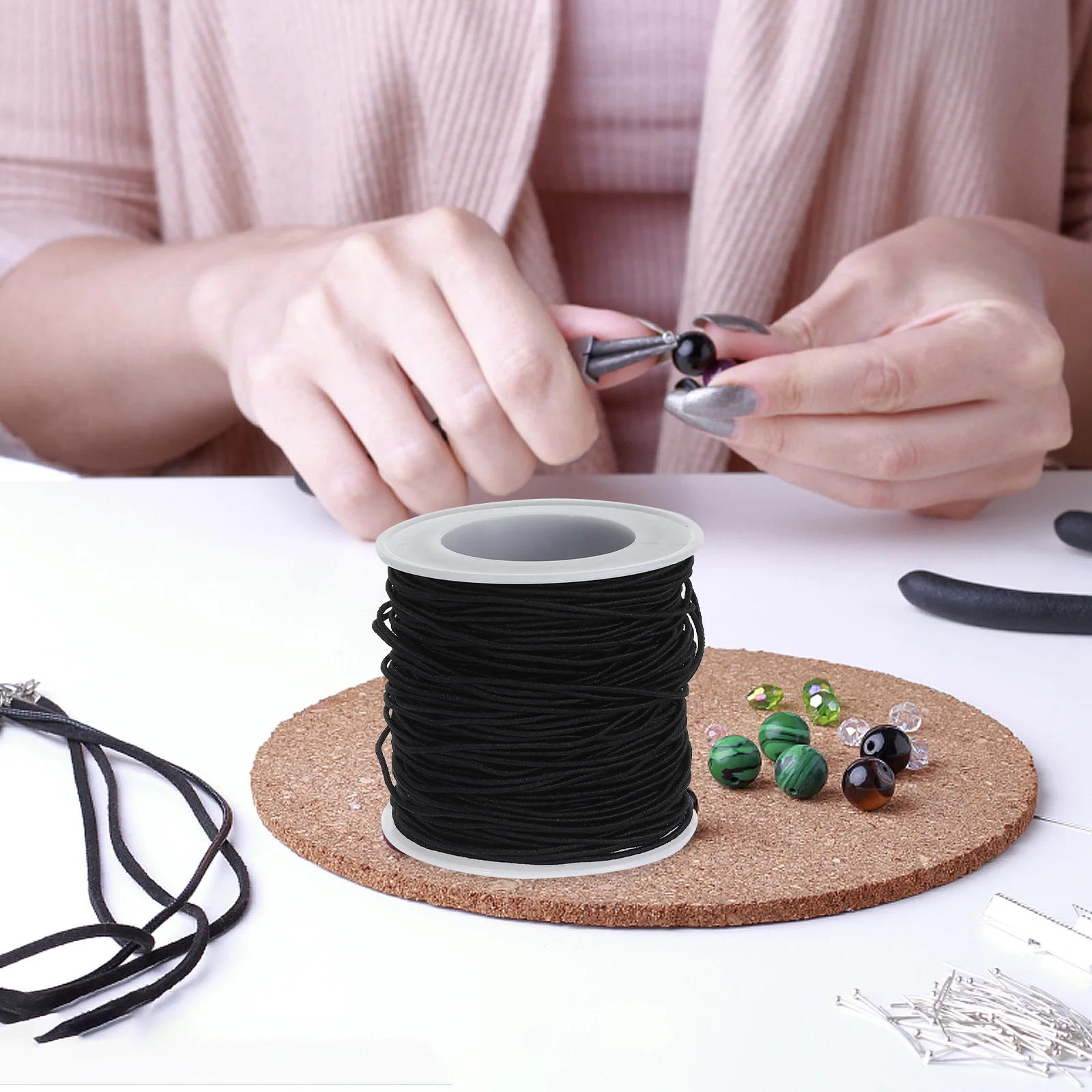 4 لفات من الحبل المرن للمجوهرات سوار ذاتي الصنع لصنع خيط قابل للتمدد مطرز بالخرز سلسلة قلادة خيط مجوهرات #2