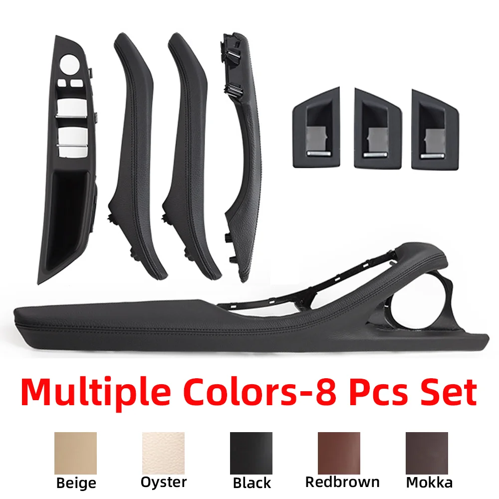 LHD Left Hand Driver Armrest Assembly Inner Door Handle with Leather 8 Pcs Set For BMW 5 Series F10 F11 2010-2017