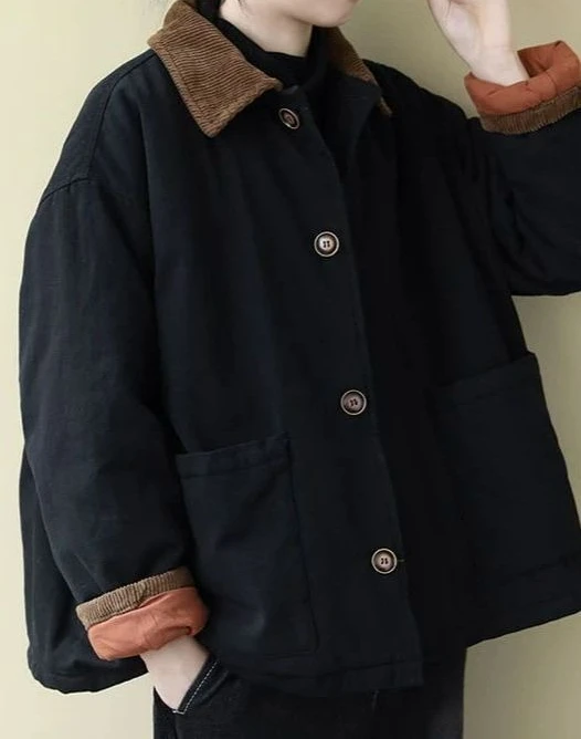 

2025 Collar Jacket with Cotton Padding and Thickened Cotton Coat for Women's Autumn and Winter Casual Short Cotton Clothing