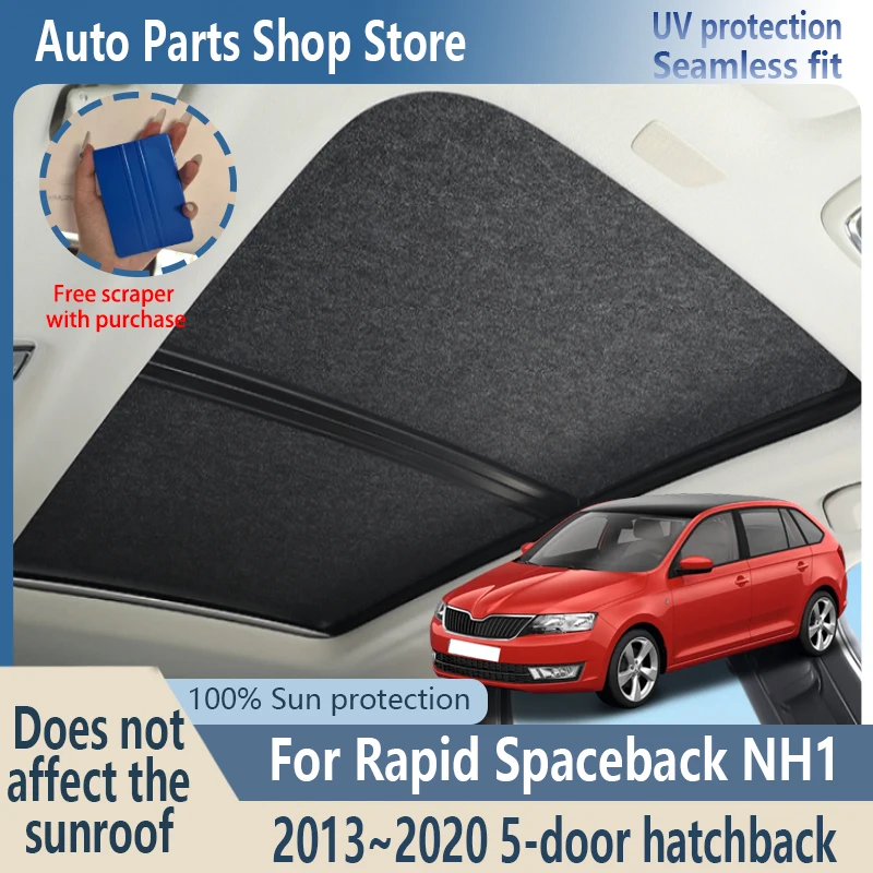 Sun Protection For Rapid Spaceback NH1 2013~2020 19 Electrostatic Adsorption Car Panoramic Sunroof Insulation Roof Visor Anti-UV