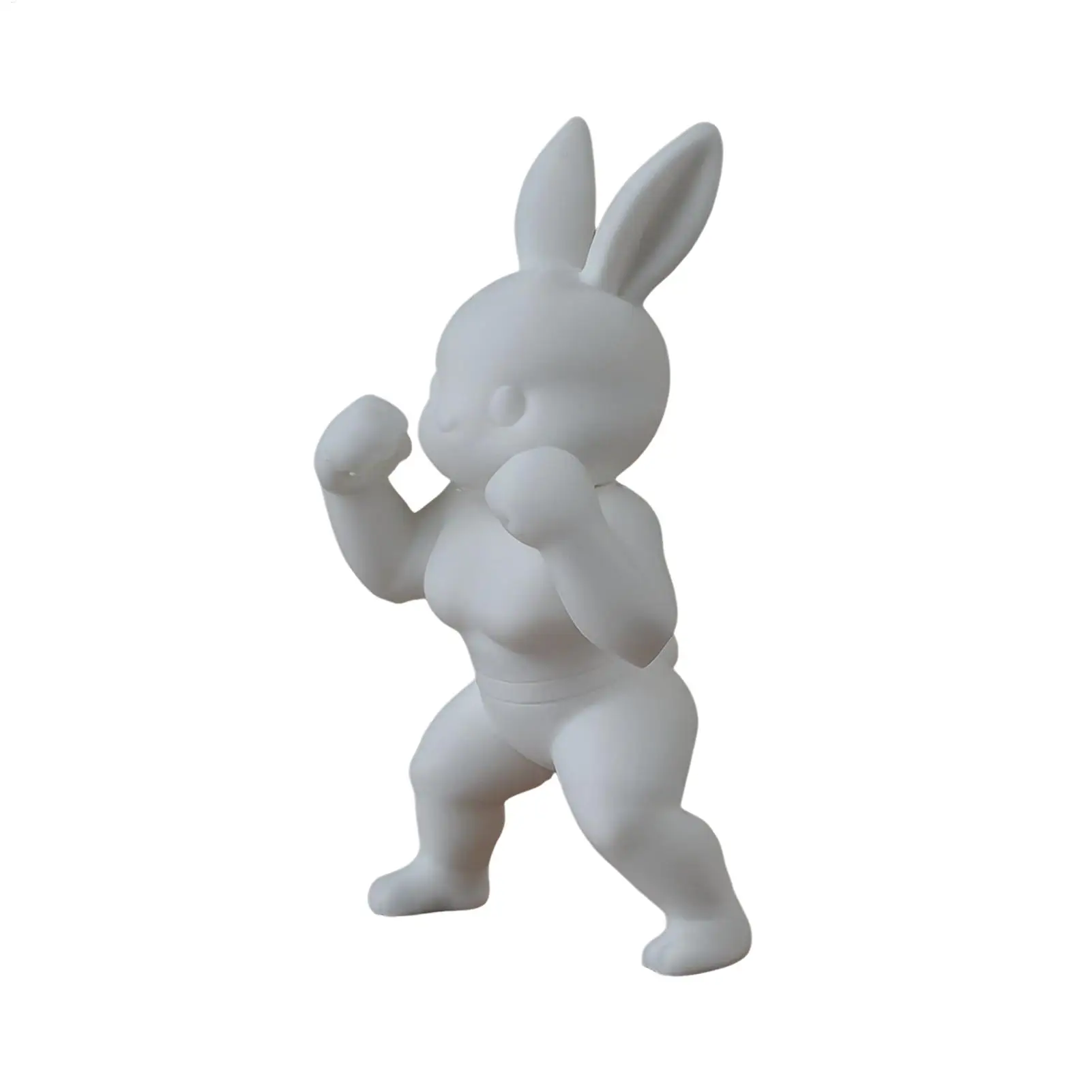 Easter Fitness Rabbit Figurine 3D Bodybuilding Rabbit Statue Fun Rabbit Decoration Handmade DIY Rabbit Figurine