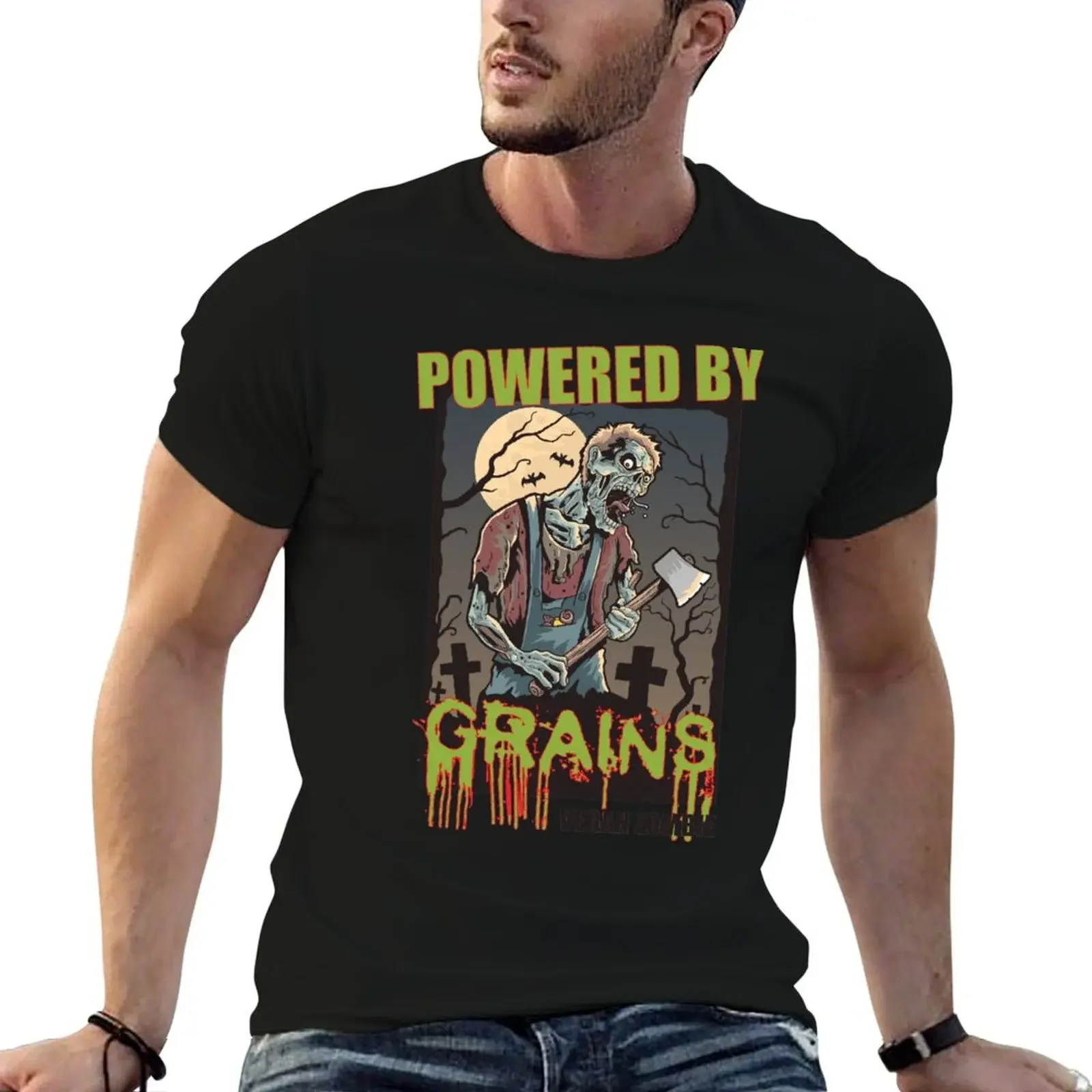 Vegan Zombie T-Shirt custom shirt tees sweat vintage graphic tee men t shirt