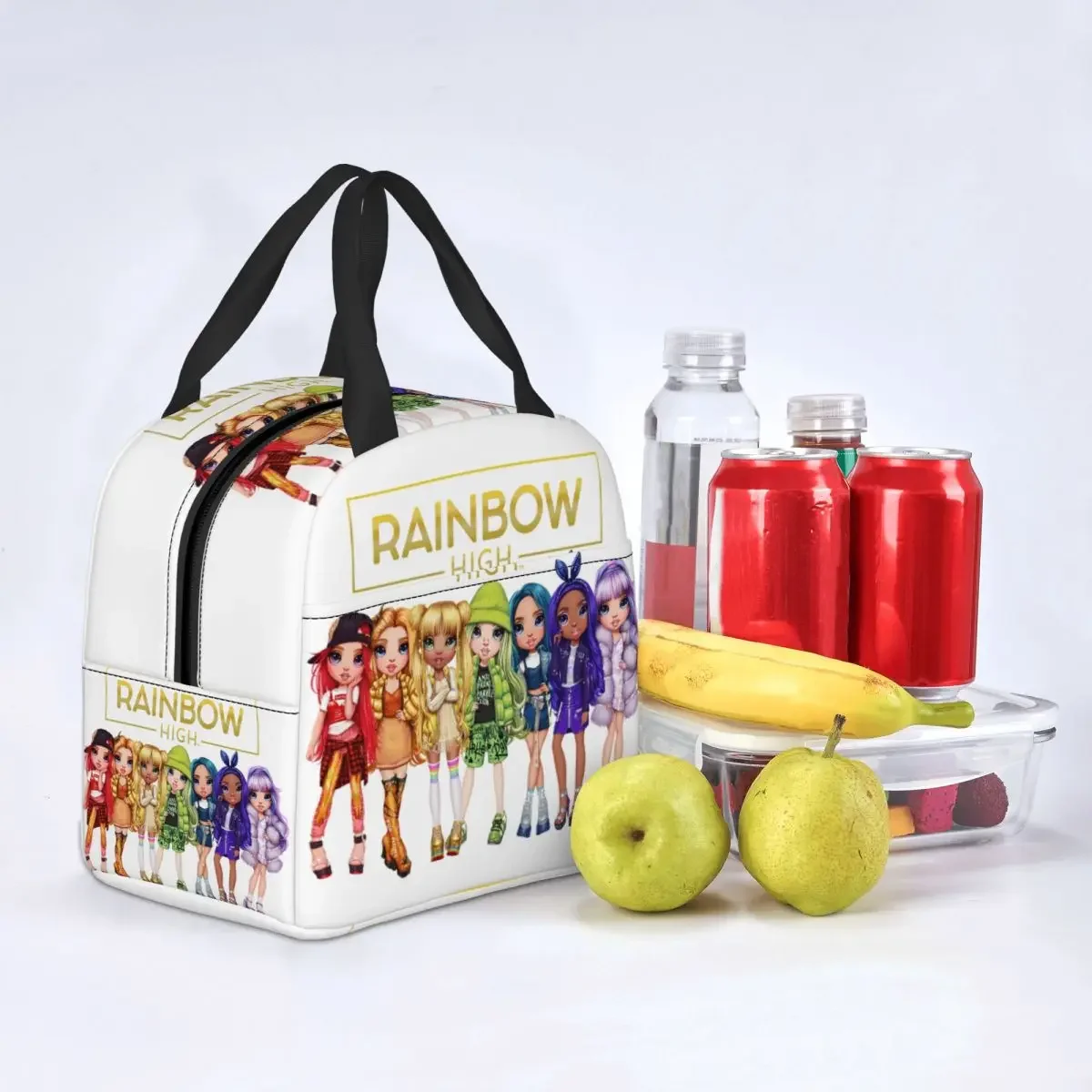 Custom Anime Cartoon Tv Rainbow High Lunch Bag Women Thermal Cooler Insulated Lunch Box for Children School lunchbag