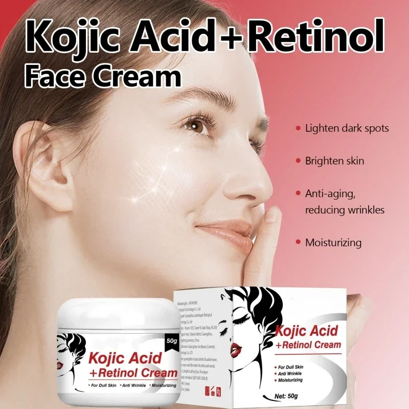 Crema de brillo Facial, Ácido Kójico, reduce la melanina, aclara la piel opaca, Retinol, reafirmante, desvanecimiento, línea fina, loción antienvejecimiento