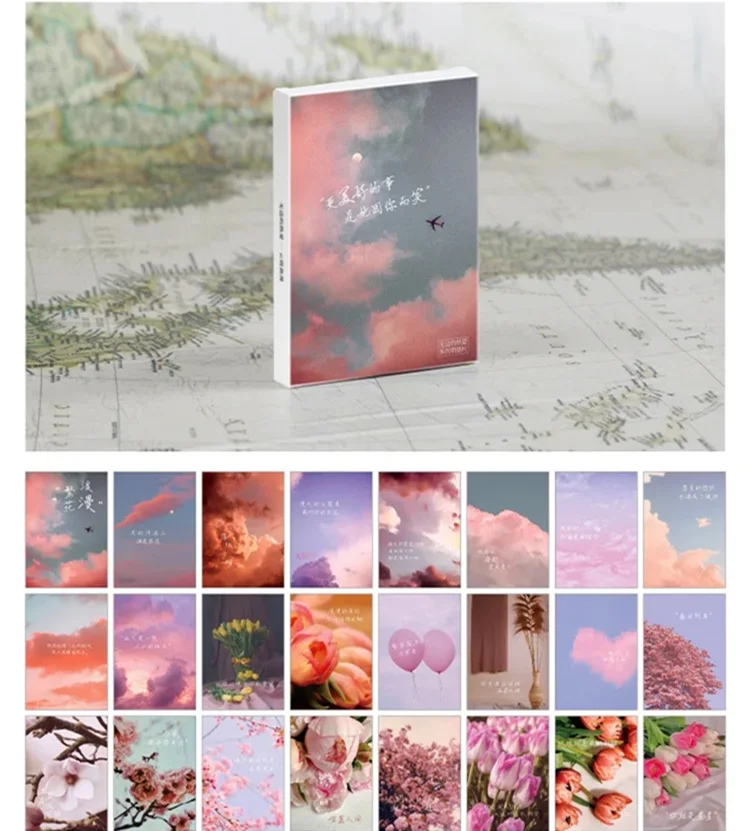 30 Sheets Mountain And Sea Romance Series Postcards Set Clouds And Sea Scenery Greeting Card Message Lettercard Invitation Cards