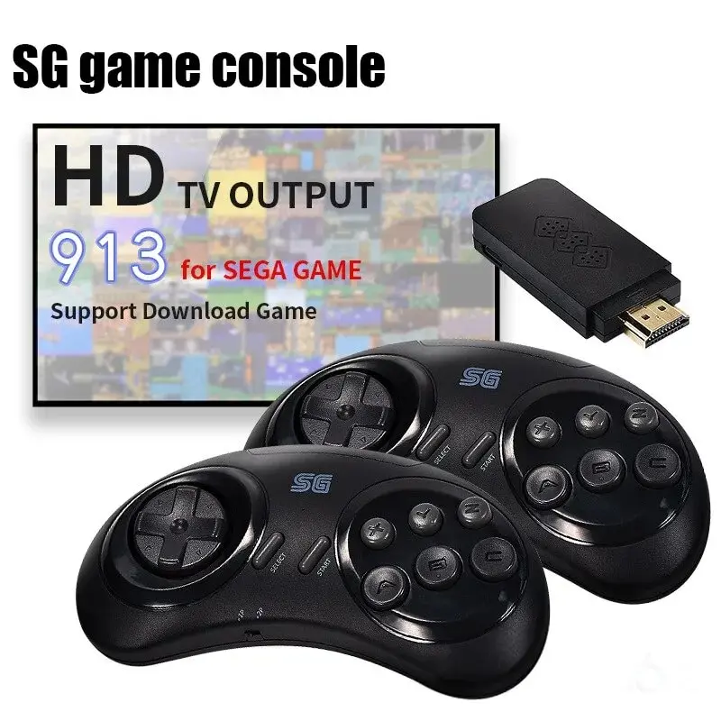 16-Bit MD Sega Game Console with Six-Button Wireless Mini Y2 SG TV Game Console, Supporting Double Save and Downloads.