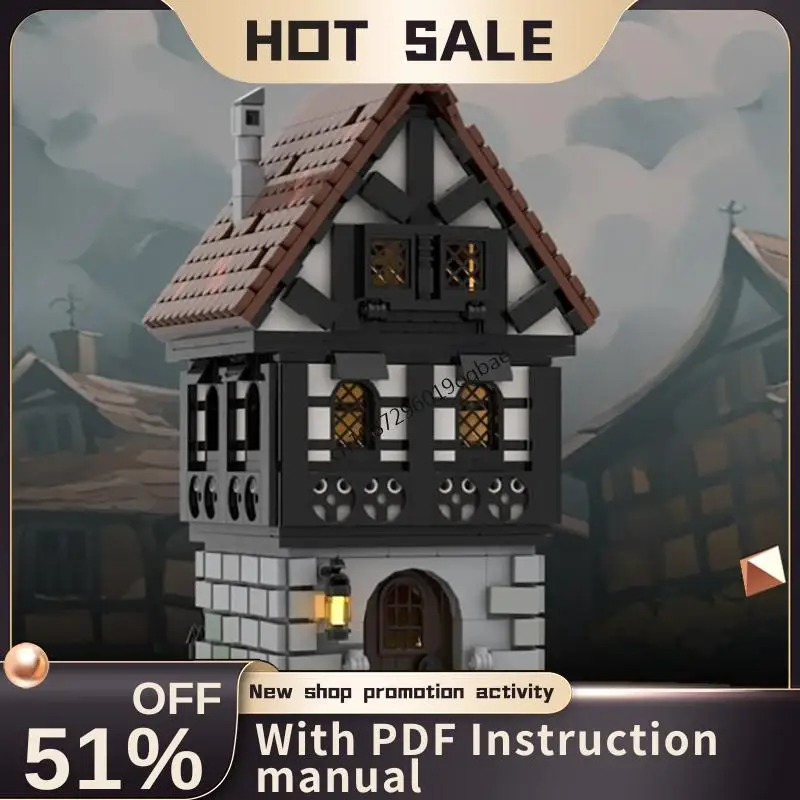 

New 1259Pcs Moc European Medieval Street View Townhouse Model Diy Creative Ideas Child Toy Birthday Christmas Gift Custom Puzzle