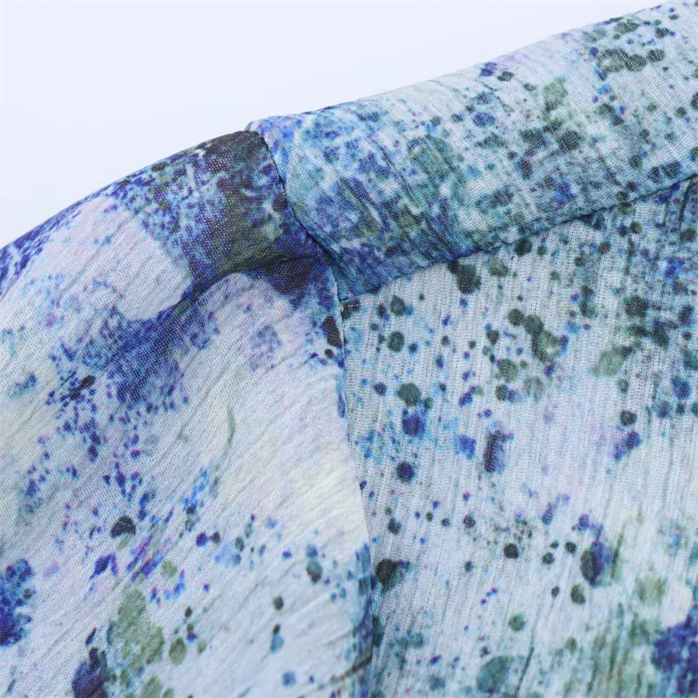 Chemise en mousseline de soie imprimée pour femmes, Style européen et américain, Simple, teinture par nouage, haut de protection solaire, nouvelle mode