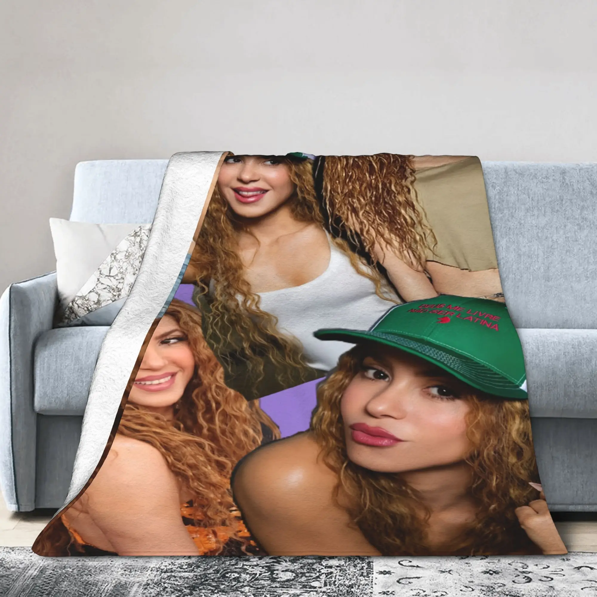 Shakira Colombian Singer Blanket Velvet Spring Autumn   Multifunction Soft Throw Blanket for Sofa Outdoor Rug Piece