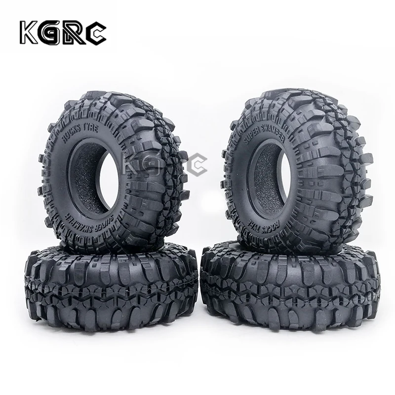 4 Pcs 1/10 RC Rock Crawler 1.9 Inch Rubber Tires & Plastic Wheel Rim Set for Axial SCX10 Tamiya CC01 D90 TF2