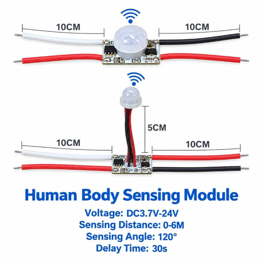 DC3.7-24V PIR Human Body Motion Sensor Module 120° Detection 0-6m Sensing Distance 30s Delay Infrared Induction Switch