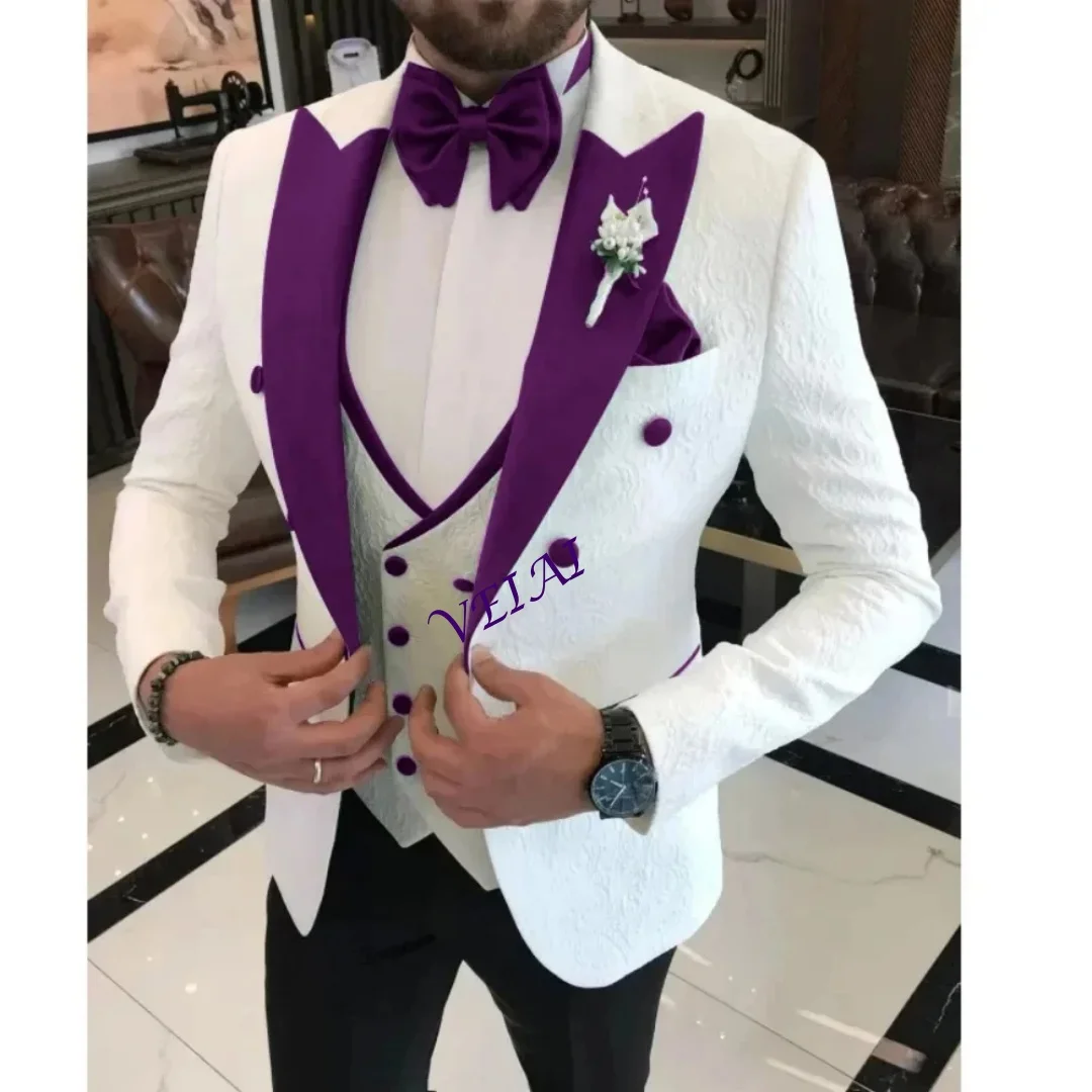 

CustomizedClassic White 3-Piece Slim Fit Suit Men Groom Tuxedo For Wedding Prom Birthday Dating Thanksgiving Party Wear, bespoke