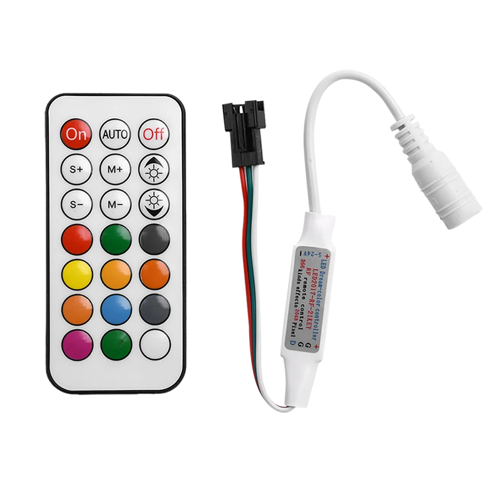 

5-24V 21Key Mini Led Controller RF Wireless Remote Phantom Color Rgb Full Color Streaming Running Light Strip Light Controller