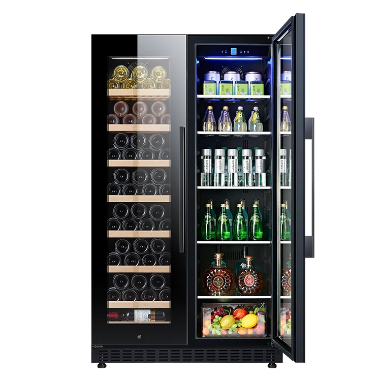Commercial Home Refrigeration 300L Double-Compressor Cooling System Glass Door Wine Cooler Electric Power Cold Drink Display view 2