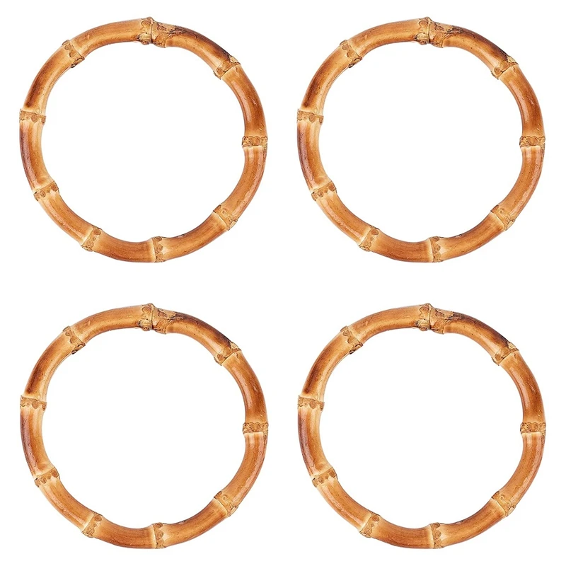 4Pcs Wooden Round Bamboo Bag Handle Replacements Handmade Bag Purse Making Handles For Handbag Crafting