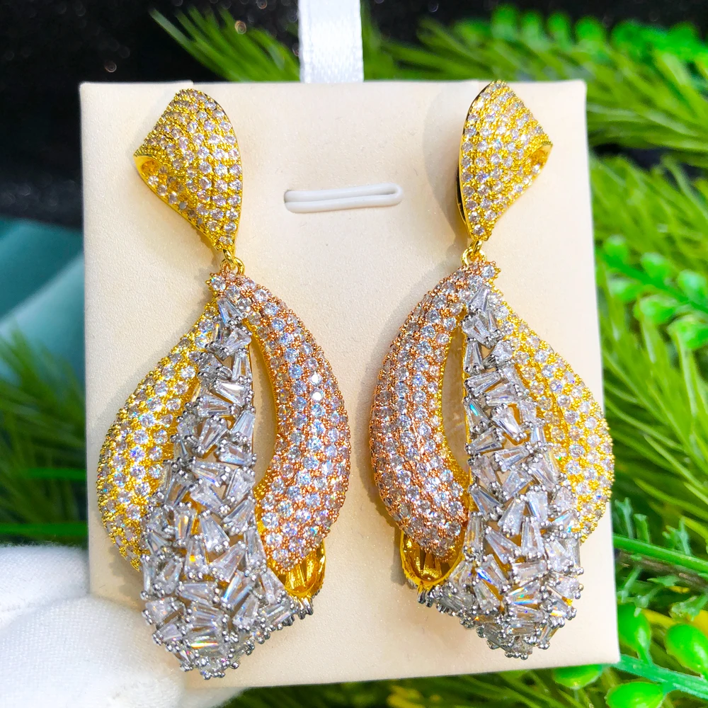 

Soramoore Luxury Gorgeous Shiny Long Earrings For Women Wedding Party Indian Dubai Bridal Jewelry boucle d'oreille femme Gift