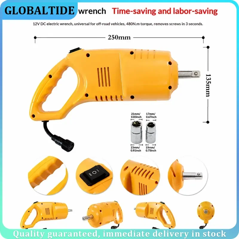 12V Cordless Electric Impact Wrench 480Nm High Torque Tire Removal Tool Auto Repair Power Wrench for Roadside Car Maintenance