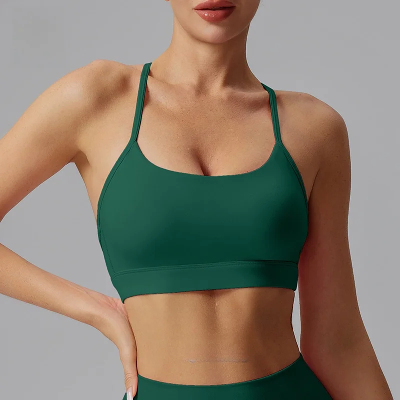 

Спортивный женский жилет для фитнеса и йоги с тонким плечевым ремнем, быстросохнущее противоударное модное спортивное нижнее белье