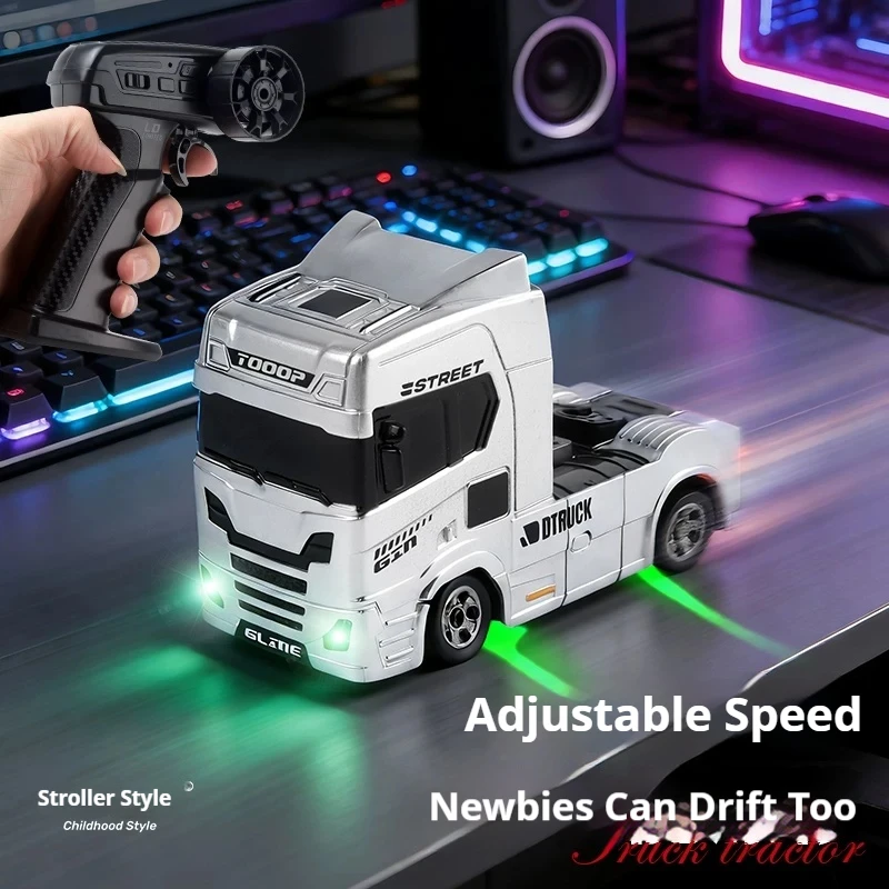 Mini 1/64 RC Drift Truck 2.4G 4WD High-Speed 15KM/H Racing Car with LED Lights Realistic Model for Multiplayer Competition Ideal