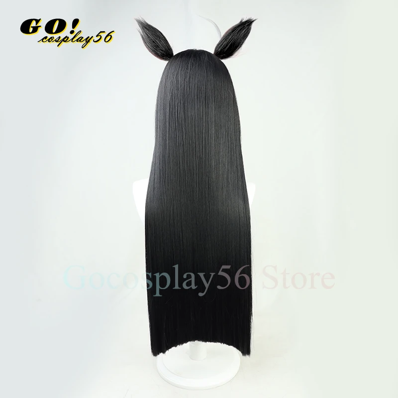 Derby Manhattan Cafe Cosplay Wig Ears Tail Headwear Black Long Straight Hair Women Girls NEW Idol Role Play