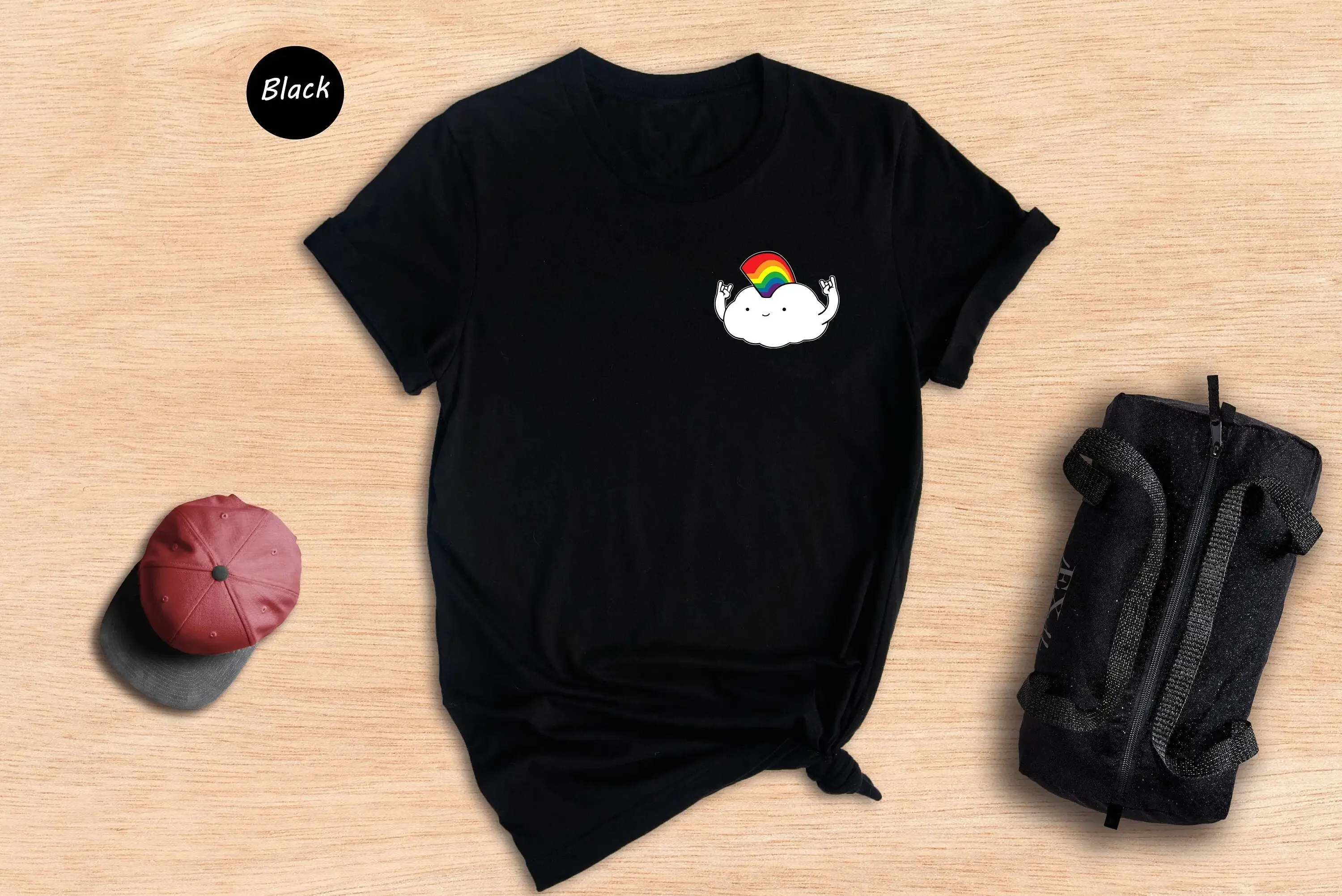 Pocket Cloud With Rainbow Mohawk T Shirt Cute LgbT Gay Pride Month