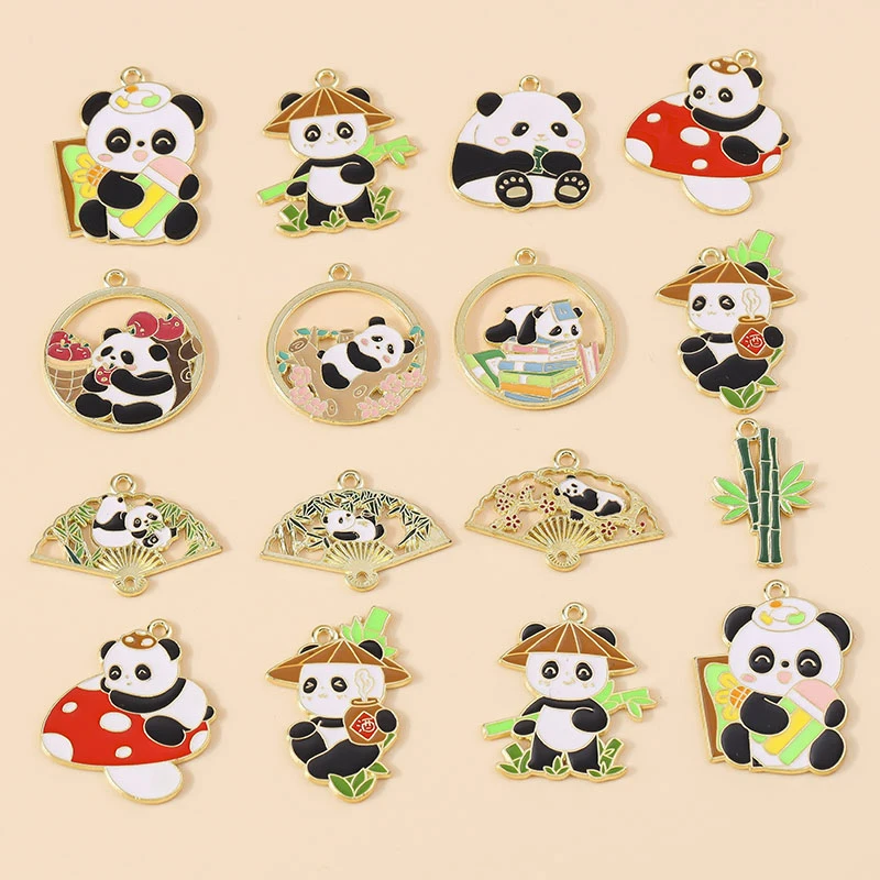 Leslie 10 Stück niedliche Tier-Cartoon-Anhänger mit großen Pandas für Halsketten, Armbänder, Ohrringe, Anhänger, DIY-Schmuckherstellungszubehör – Detail 1