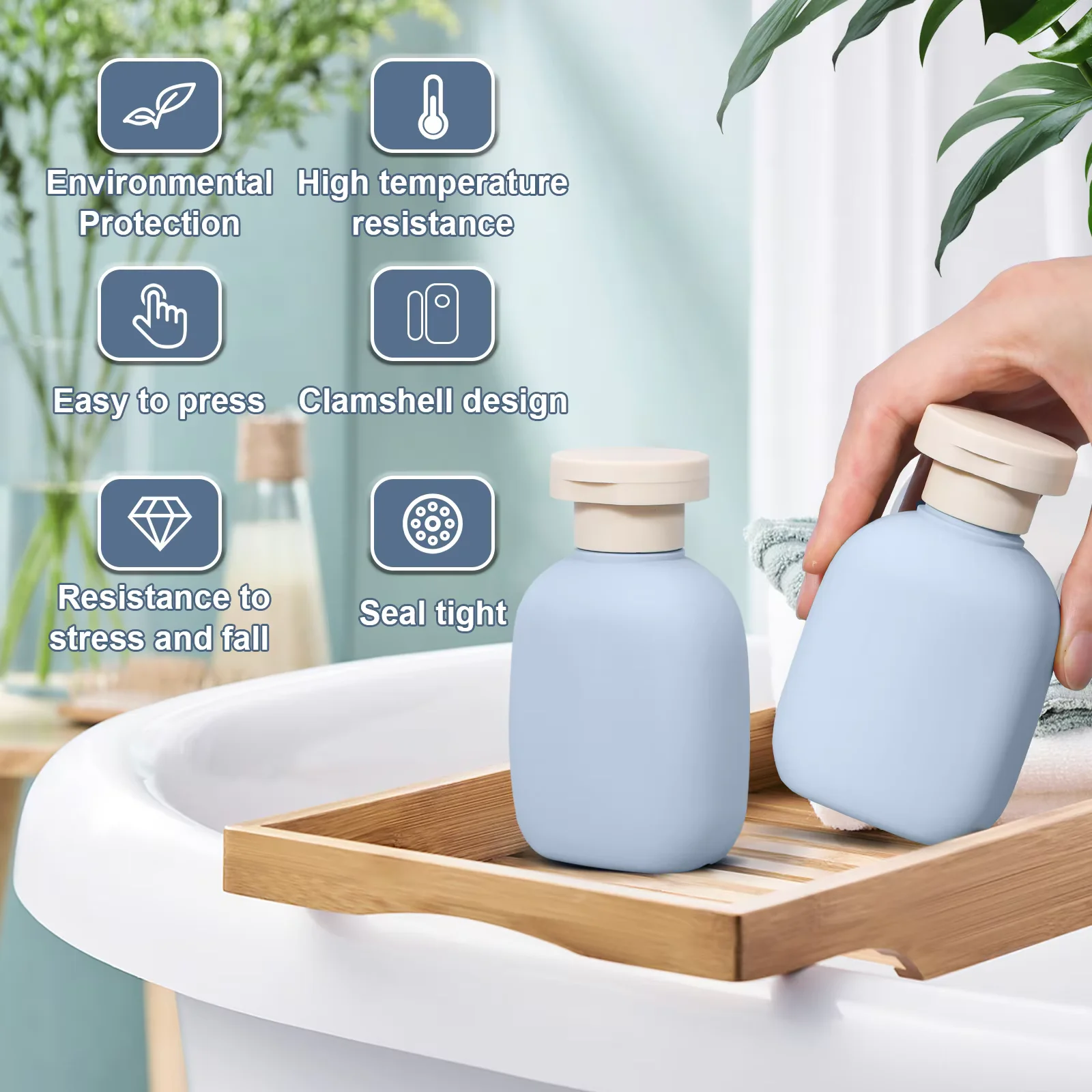 4PCS 100/260ml Washing Flat Bottle Skin Care Bottle Emulsion Bottle with flip-top cap Sub Bottle for Travel Empty Containers