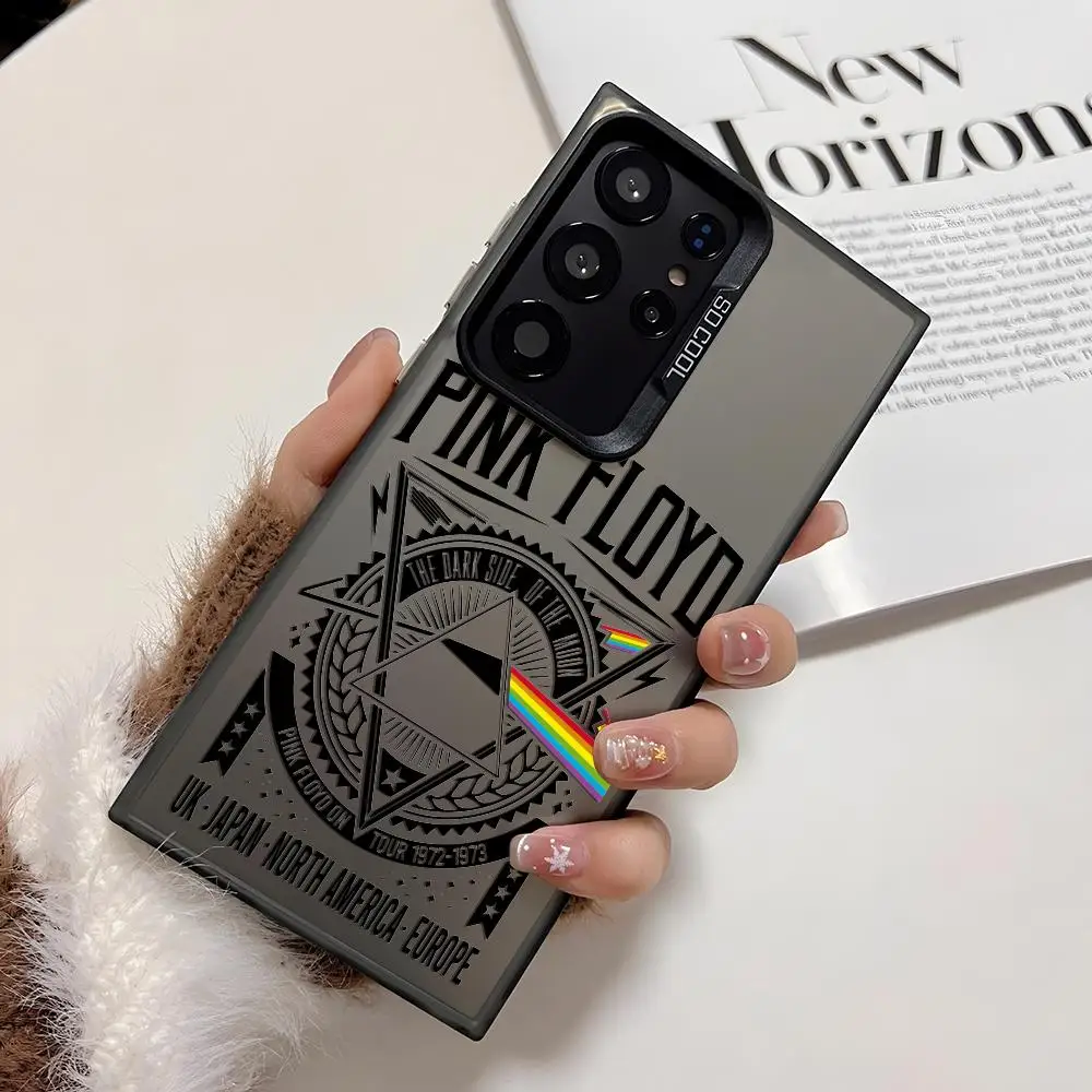 P-PInK F-FLOyDS-Logo Custodia per telefono per Samsung Galaxy S25 Edge S24 S23 S22 S21 S20 Ultra Funda Cover in silicone argento