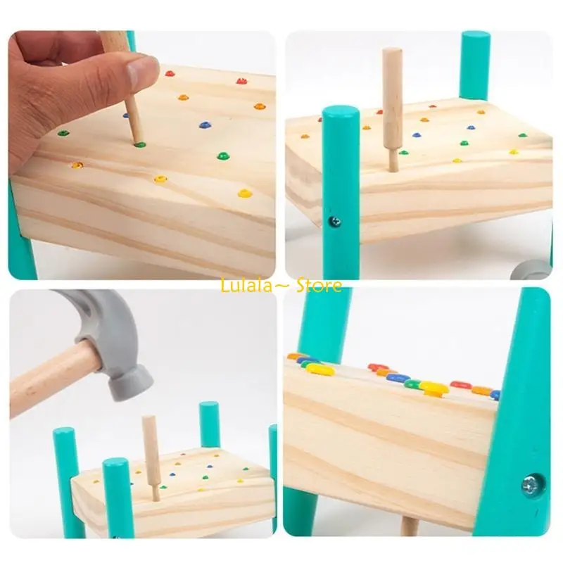 Y4QA 베이비 해머 히트 장난감 생활 기술 어린이를위한 조기 교육 강도 훈련