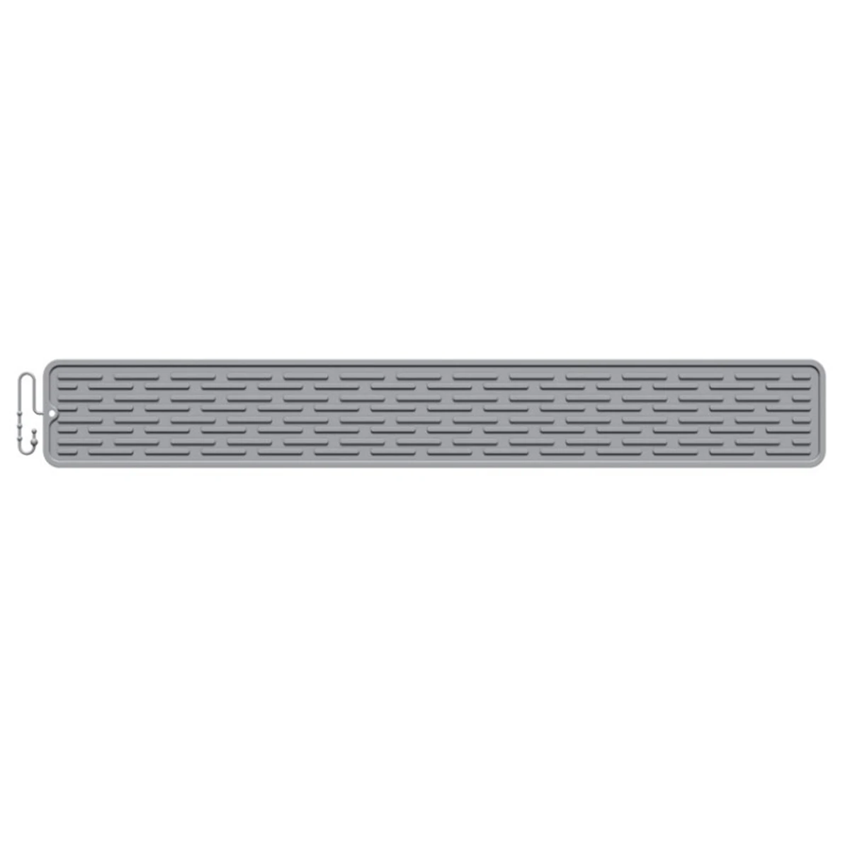 Accident Prevention Gray Dish Drying Mat Easy To Clean Design Efficient Drying Area Elongated Shape Secure Grip Material