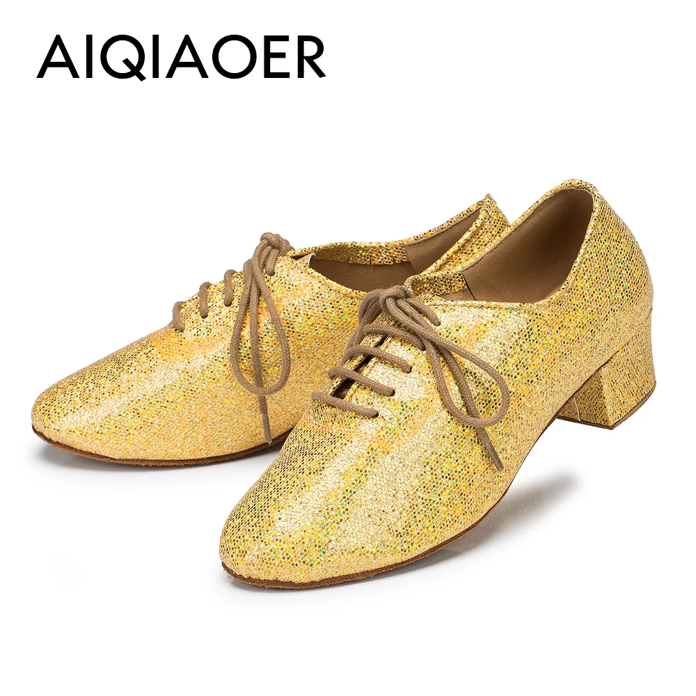 Professional Closed Latin Dance Shoes for Women, Golden Flash, Indoor Dance Shoes, New