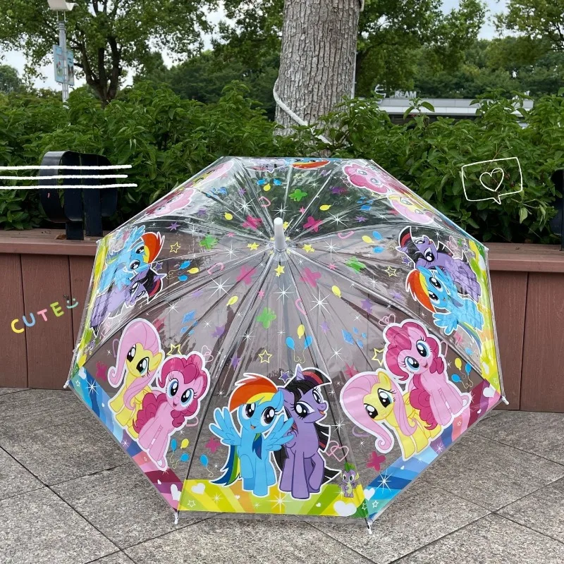 My Little Pony Animation Twilight Sparkle Pinkie Fully Automatic Transparent Umbrella Folding Cartoon Double Thickened Umbrella