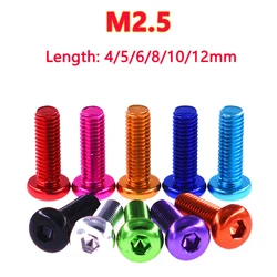 5pcs M2.5 Round Aluminium Alloy Screws Hex Socket Button Head Allen Bolt Cap Mechanical Screw Length 4/5/6/8/10mm Anodized