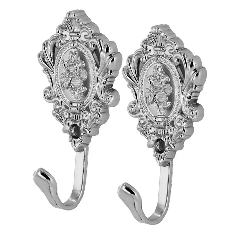 2szt/1zestaw Vintage Alloy Draperia Curtain Wall Hook Holdbacks Tieback Hooks Rose Pattern Curtain Decorative Accessories — zdjęcie 4