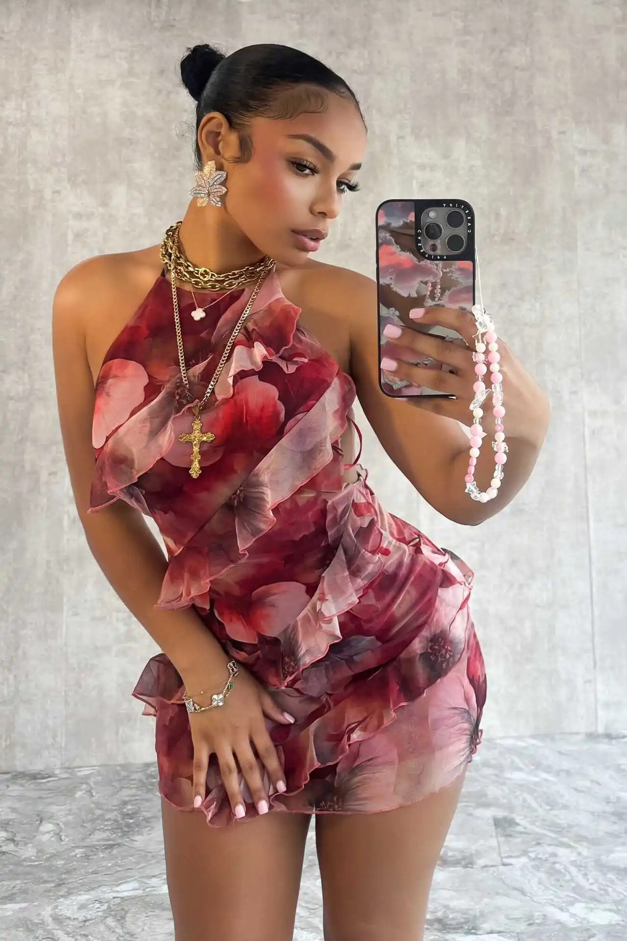 

Summer Sexy Style Private Outfit Elegant Woman Clothes Polyester Red Halter Neck Dress High-End Dress For Party Prom Costume