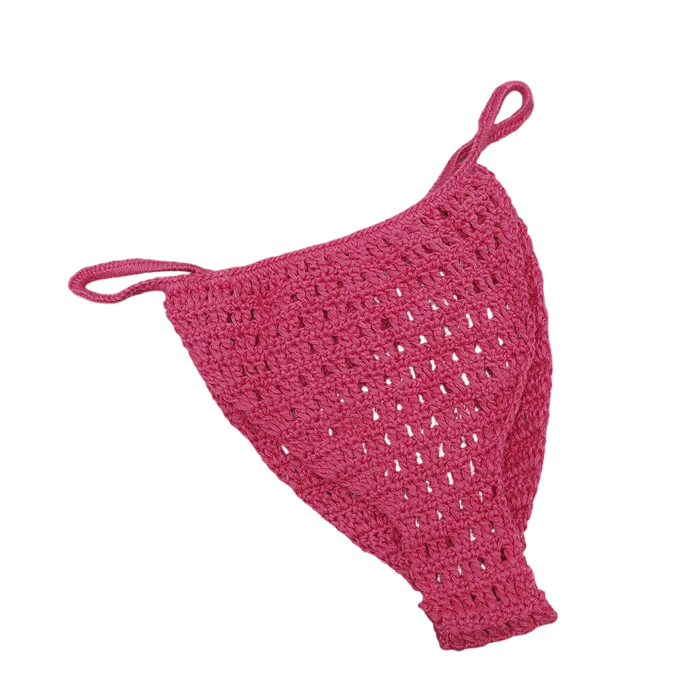 Women\'s Breathable Low Rise Hand Crochet Briefs G-strings for Sunbathing Swimwear for acrylic Underwear Size 60-78cm