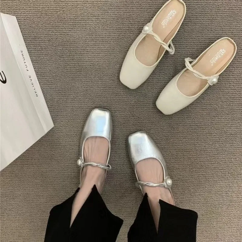 2025 New  Silver Toe Slippers Summer High-end Feeling Lazy Sandals