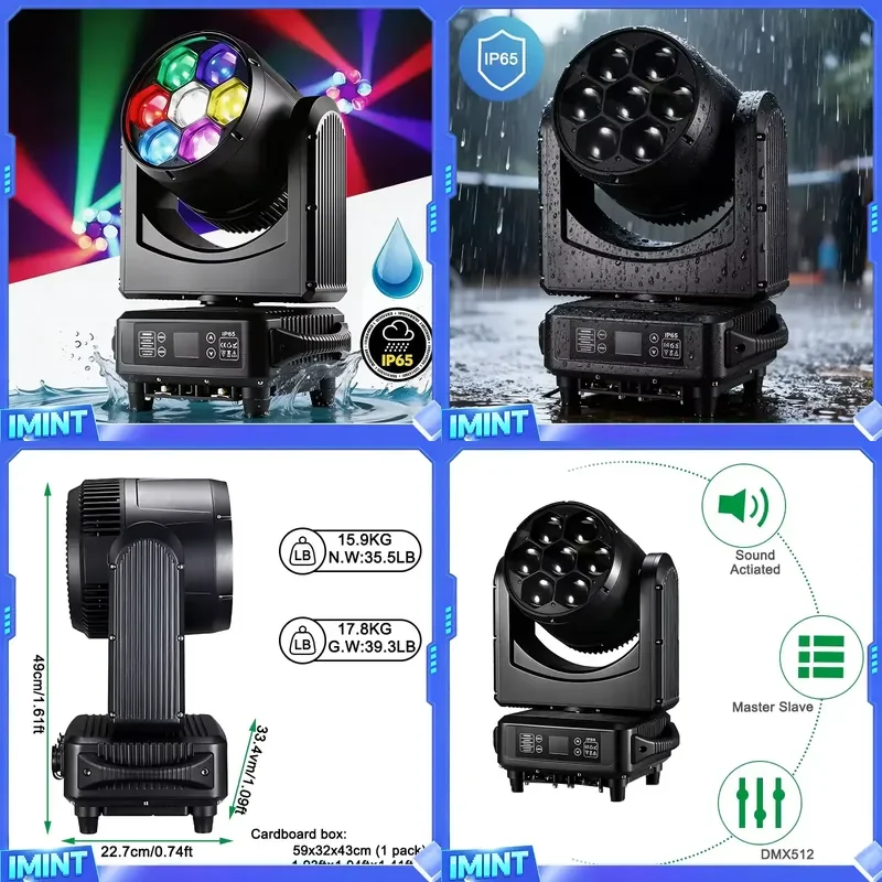 Igracelite 7x60W LED Bee Eye Moving Head Light IP65 Outdoor Kaleidoscope Wash Beam Zoom Pixel Control DMX Stage Effect Light