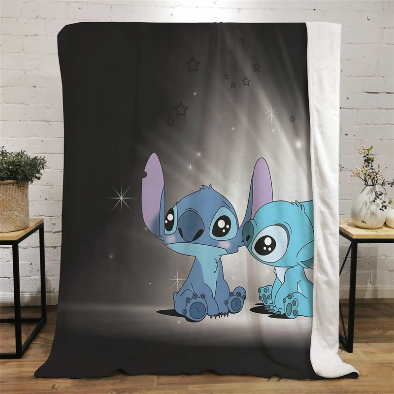 Blanket Lilo and Stitch Printed Flannel Blanket for All Seasons Suitable for Sofa, Bed, Living Room, Travel Picnic Holiday Gift