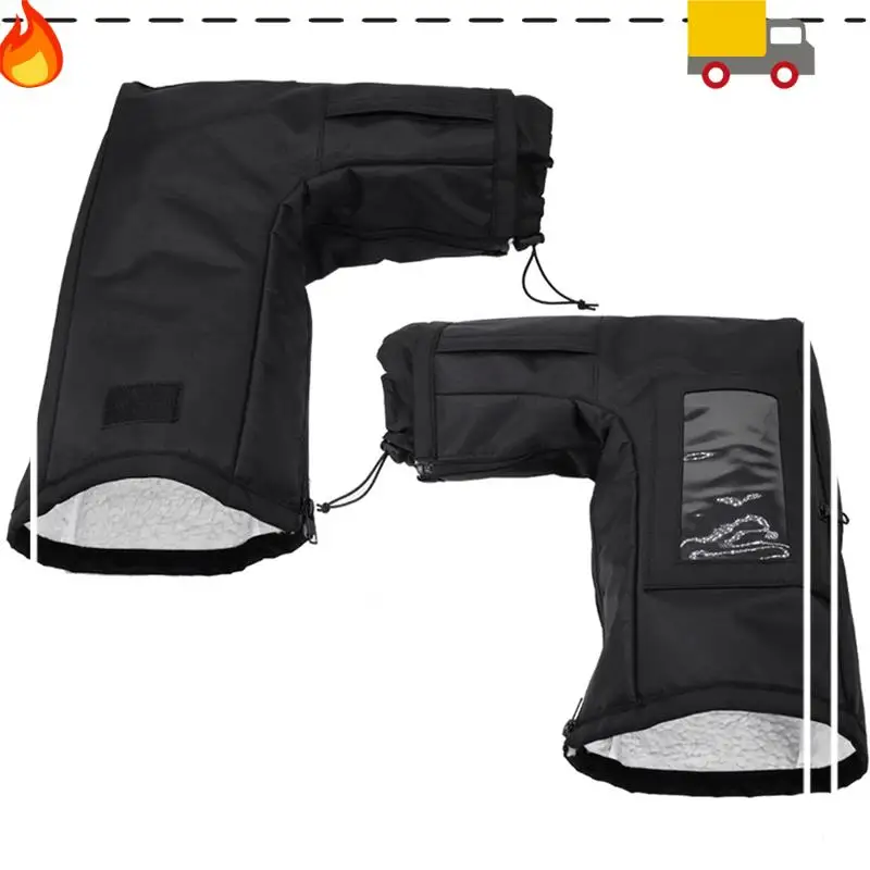 

2 PCS ATV Gloves Waterproof, Front Wind-Breaking Guard Motorcycle Gloves Black Cotton+Cloth For Sportsman Scrambler