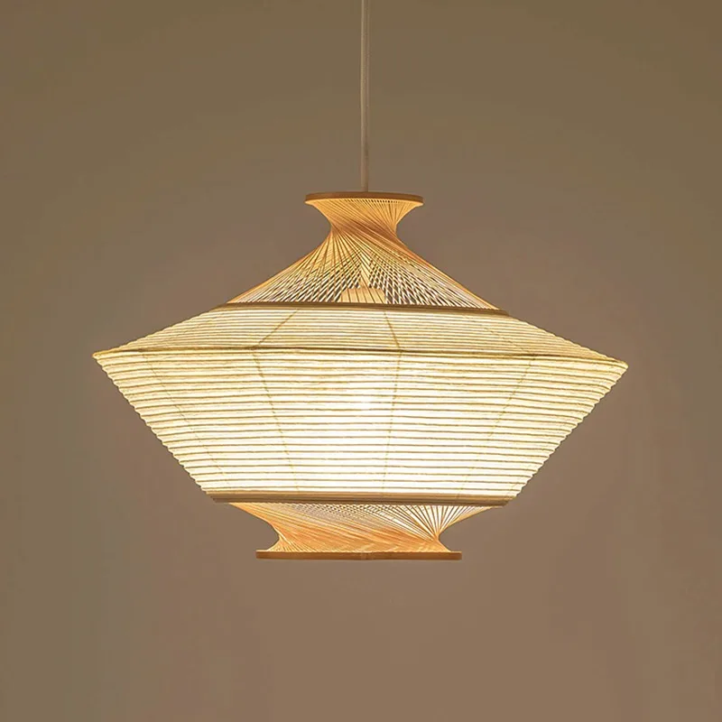 Japanese Bamboo Weaving Pendant Lights Classic Zen Living Room Restaurant Wabi Sabi Style Teahouse Homestay LED Suspension Lamps