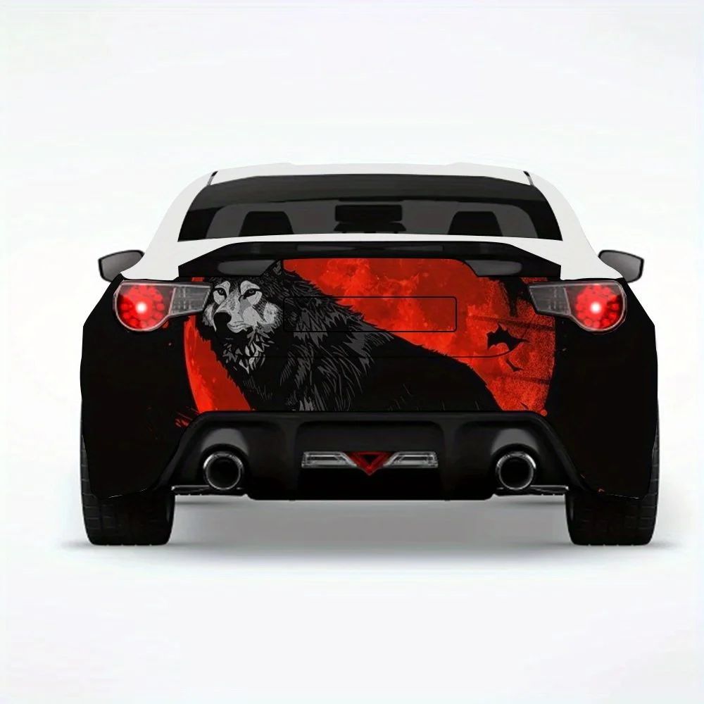 

Автомобильная наклейка Lone Wolf Under Blood Moon, виниловая наклейка на заднюю часть автомобиля, водонепроницаемые самоклеящиеся виниловые наклейки для хвоста и бампера автомобиля