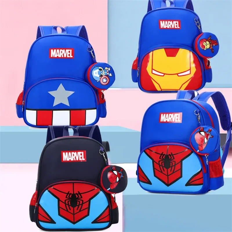 Marvel Backpack Spider Man Iron Man School Bag Shoulder Messenger Travel Schoolbag for Children Super Heroes Pupil School Bags