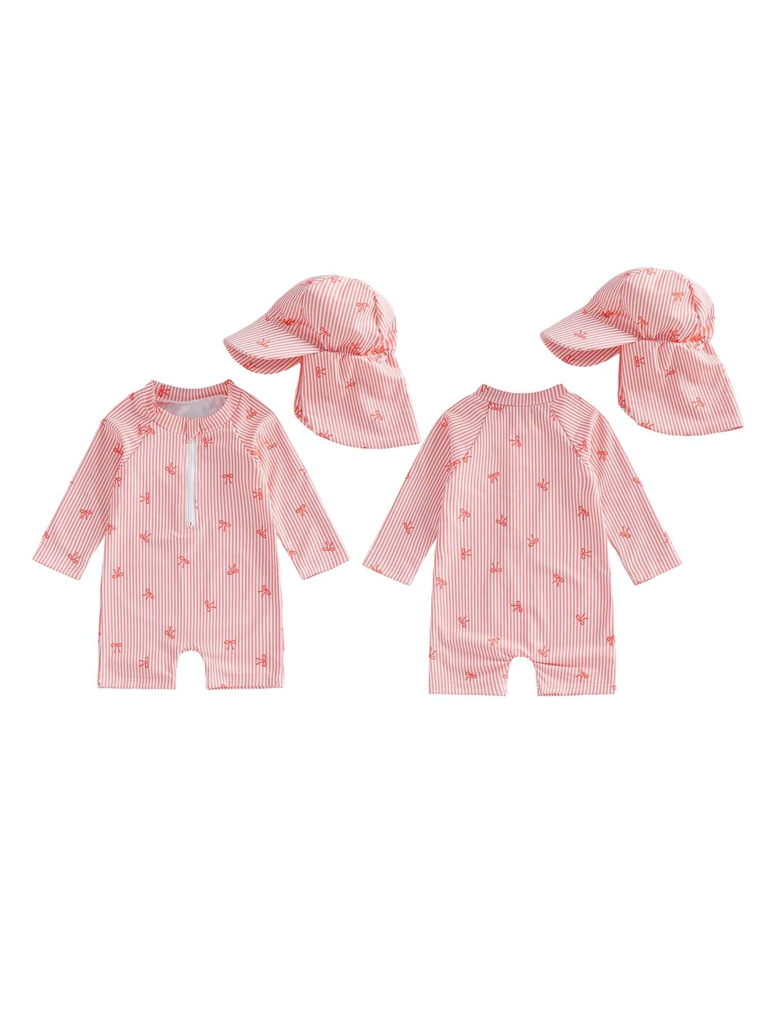

Toddler Girl Floral Print Swimsuit Stylish Ruffle Sleeve Swimwear with Matching Sun Hat for Beach Fun