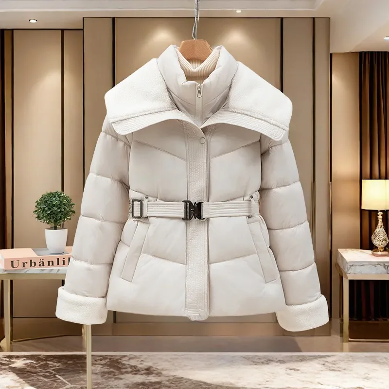 

Short Down Cotton-Padded Jacket Women's Overcoat 2025 Winter New Lamb Cotton Jacket Waistline Slimming Loose Thicke Warm Parka