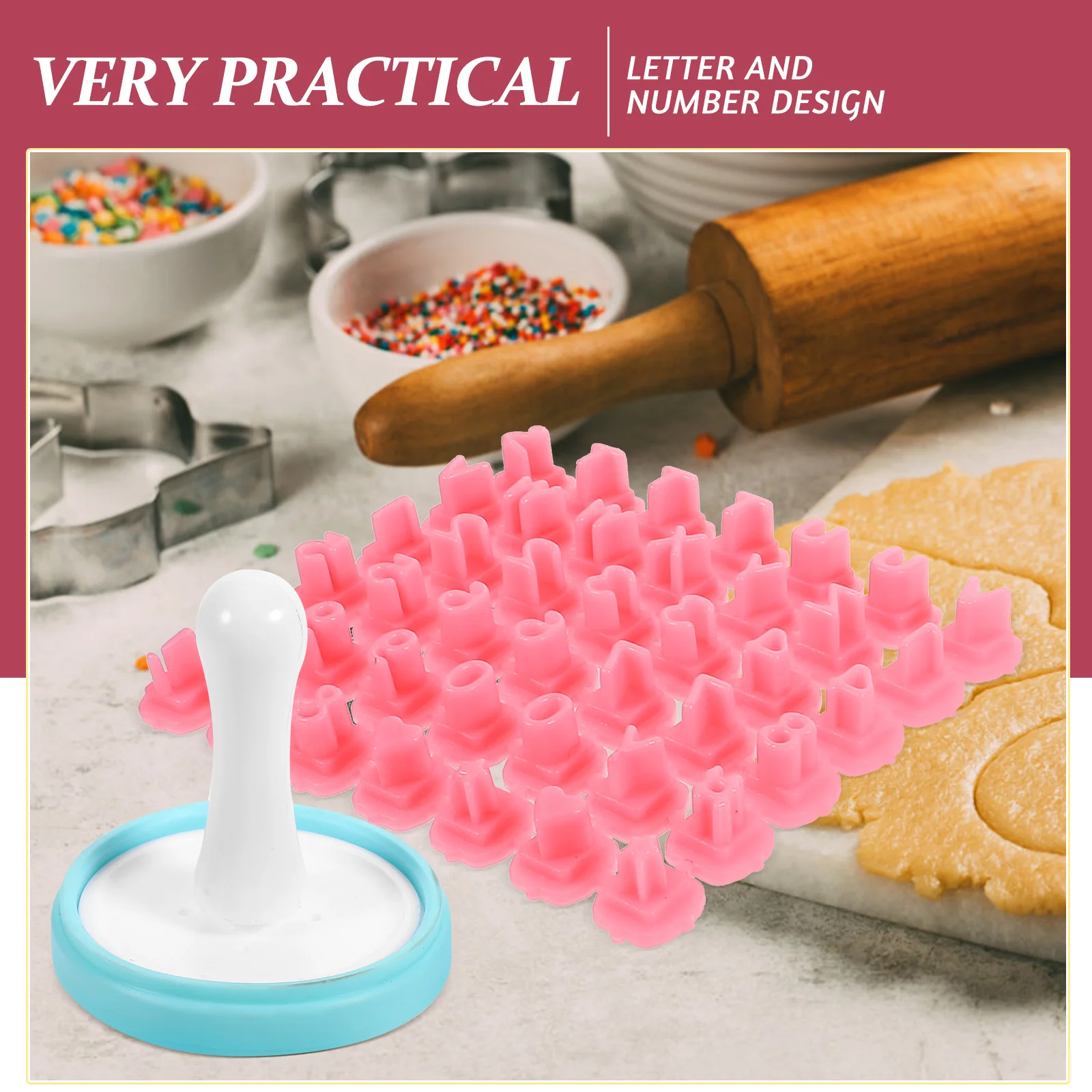 1 set di stampi per timbri per biscotti con alfabeto, lettere, numeri, timbri per biscotti, per cuocere biscotti fai da te, torte, cioccolatini, fondente